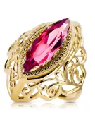 Rubinrot 14 Karat Gelbgold Ring Vintage Stil vrc017y